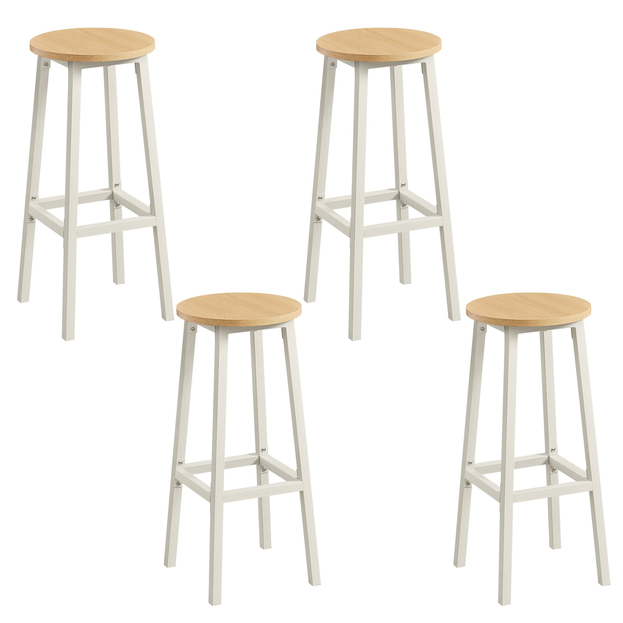 Vasagle Dorado Roble + Blanco Conjunto De Taburetes De Bar De Metal Con Reposapiés Para Cocina, - Imagen 3