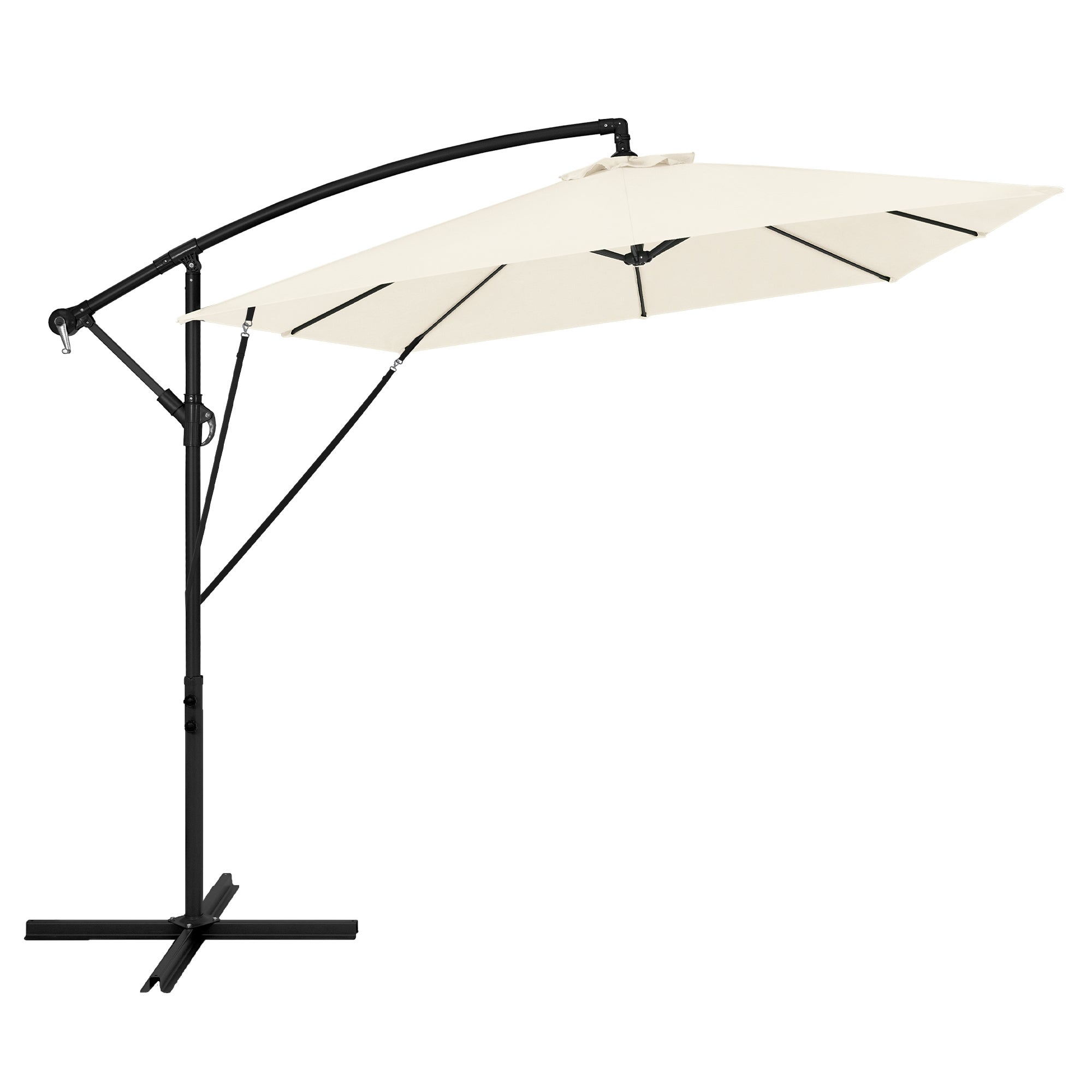 ML-Design parasol ogrodowy 330 cm beżowy aluminiowy uv50+ wodoodporny z korbką 360° obrót regulacja kąta taras ogród balkon pokrowiec stojak