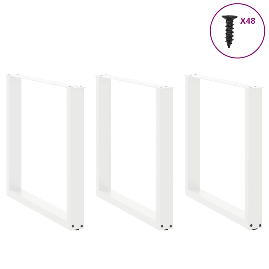 Pieds de table basse forme de U 3 pcs | Pied de meuble blanc 90x(72-73) cm acier CFW337617 - 3