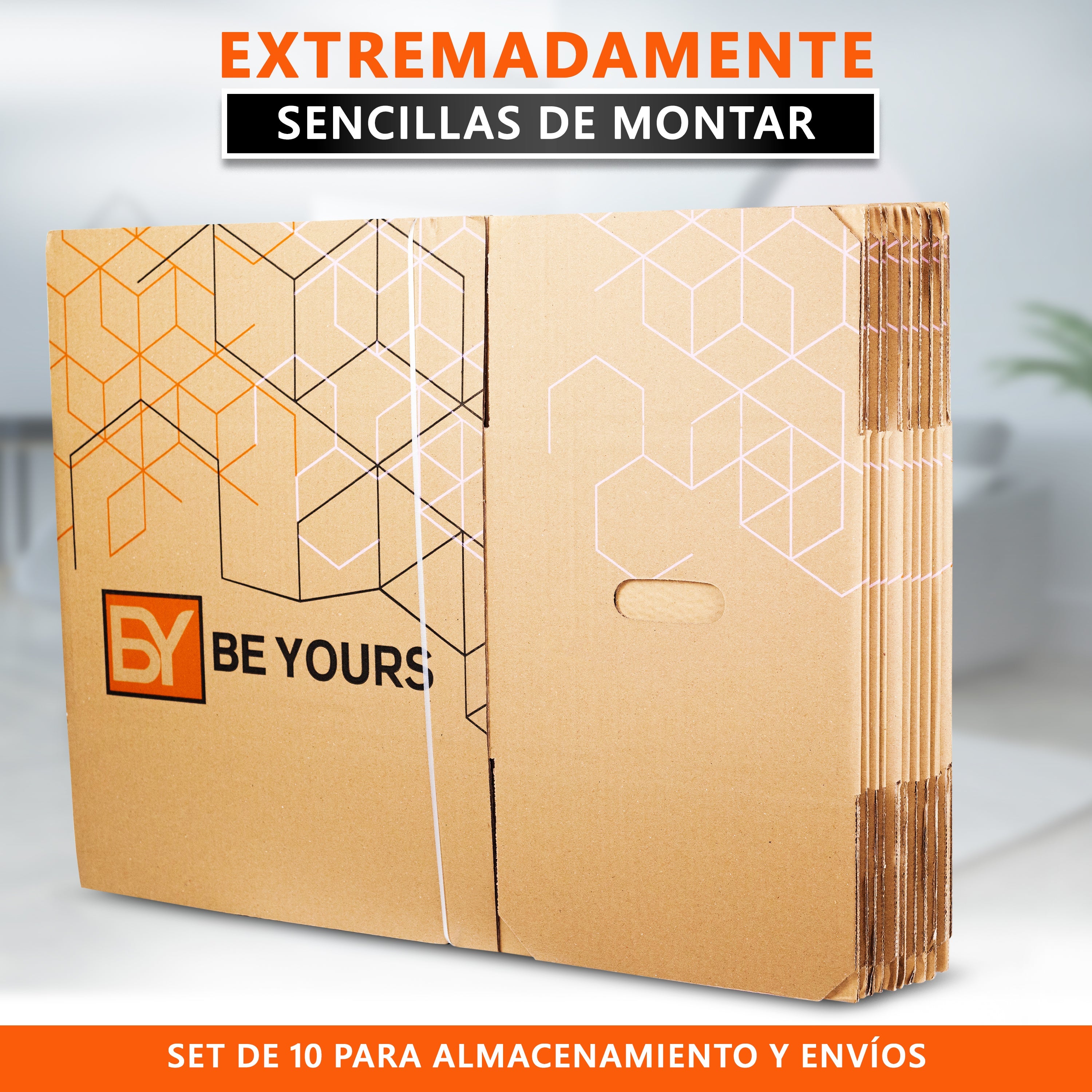 Pack de 10 Cajas de Cartón Doble para Mudanzas 60x40x40 cm + Cinta Adhesiva, Con Asas Reforzadas para un Transporte Fácil y Seguro - 4
