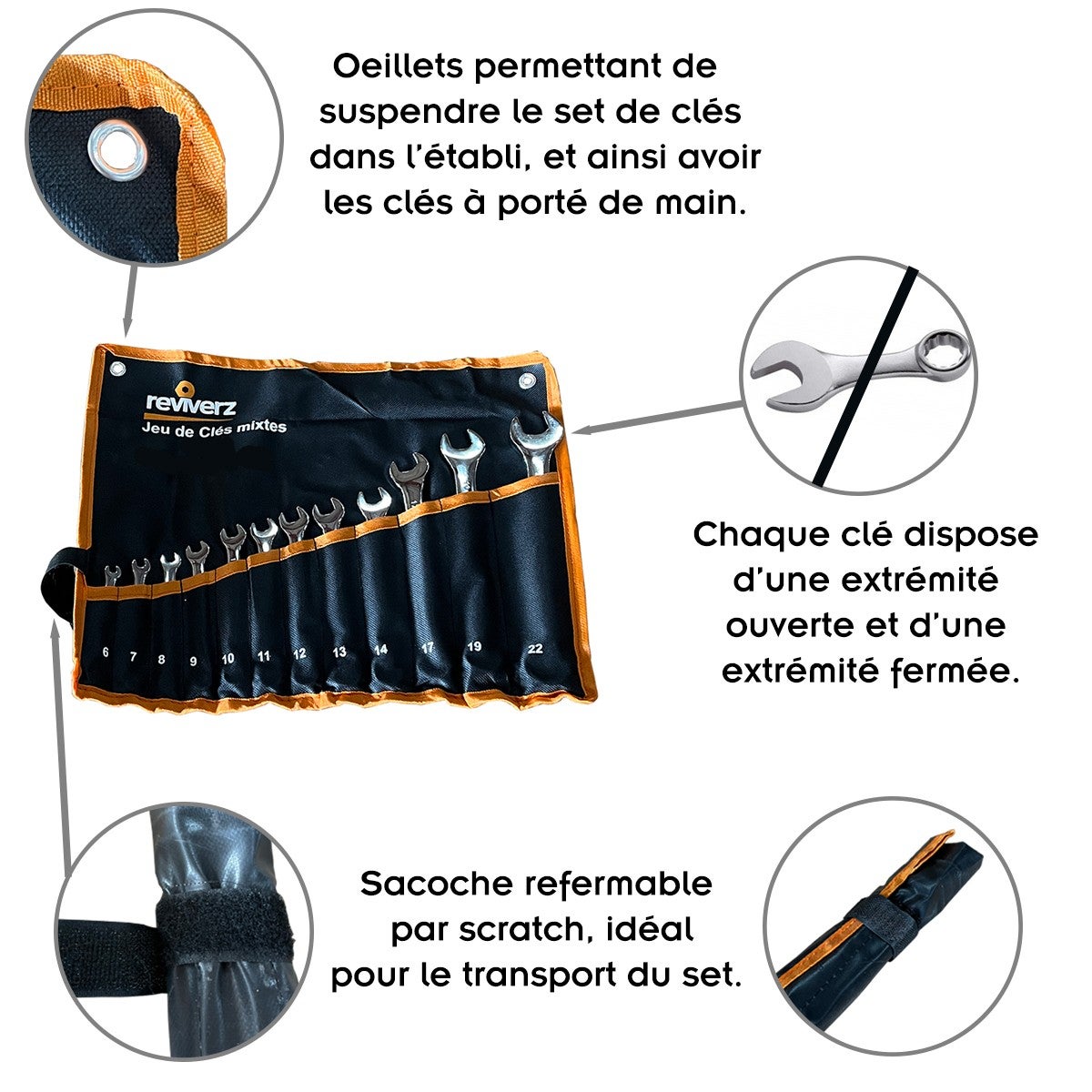 Lot De 6 Clés Mixtes Assorties - Métriques 17, 15, 14, 14, 12, 8 Mm - Occasion