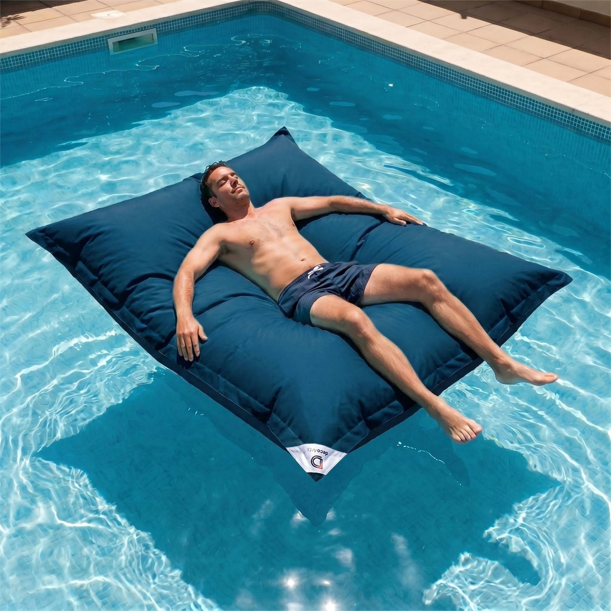 Housse pour Pouf Géant XXL 180x140cm Flottant pour Piscine - Bleu pétrole - 6