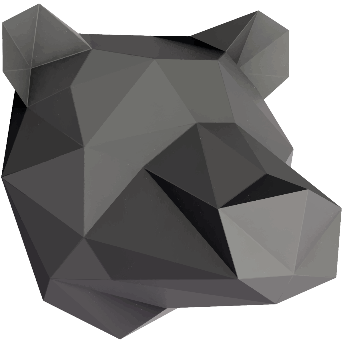 Adesivo 3D origami profilo orso nero - Sticker adesivo - adesivi murali - 120x120cm - 2