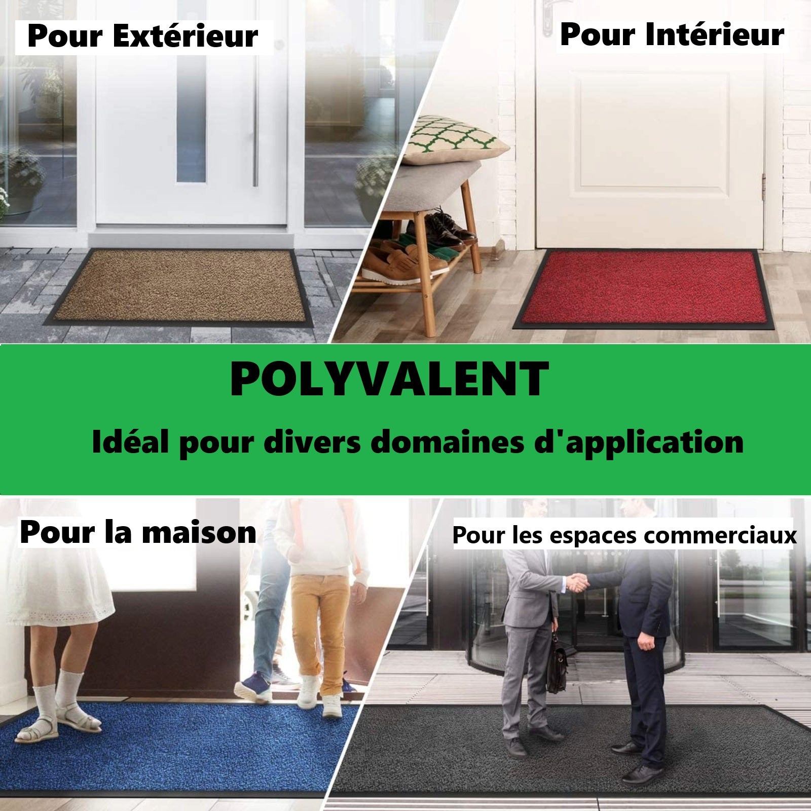 Rhine Tapis d'entrée Lavable, certifié Oeko-Tex Ocre Noir Moucheté, 120 cm x 180 cm - 4