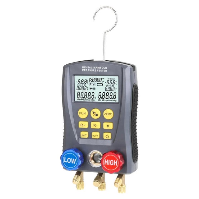 Manômetro digital de pressão de vácuo para refrigeração, testador de pressão de coletor e temperatura HVAC, manômetro digital de vácuo HVAC