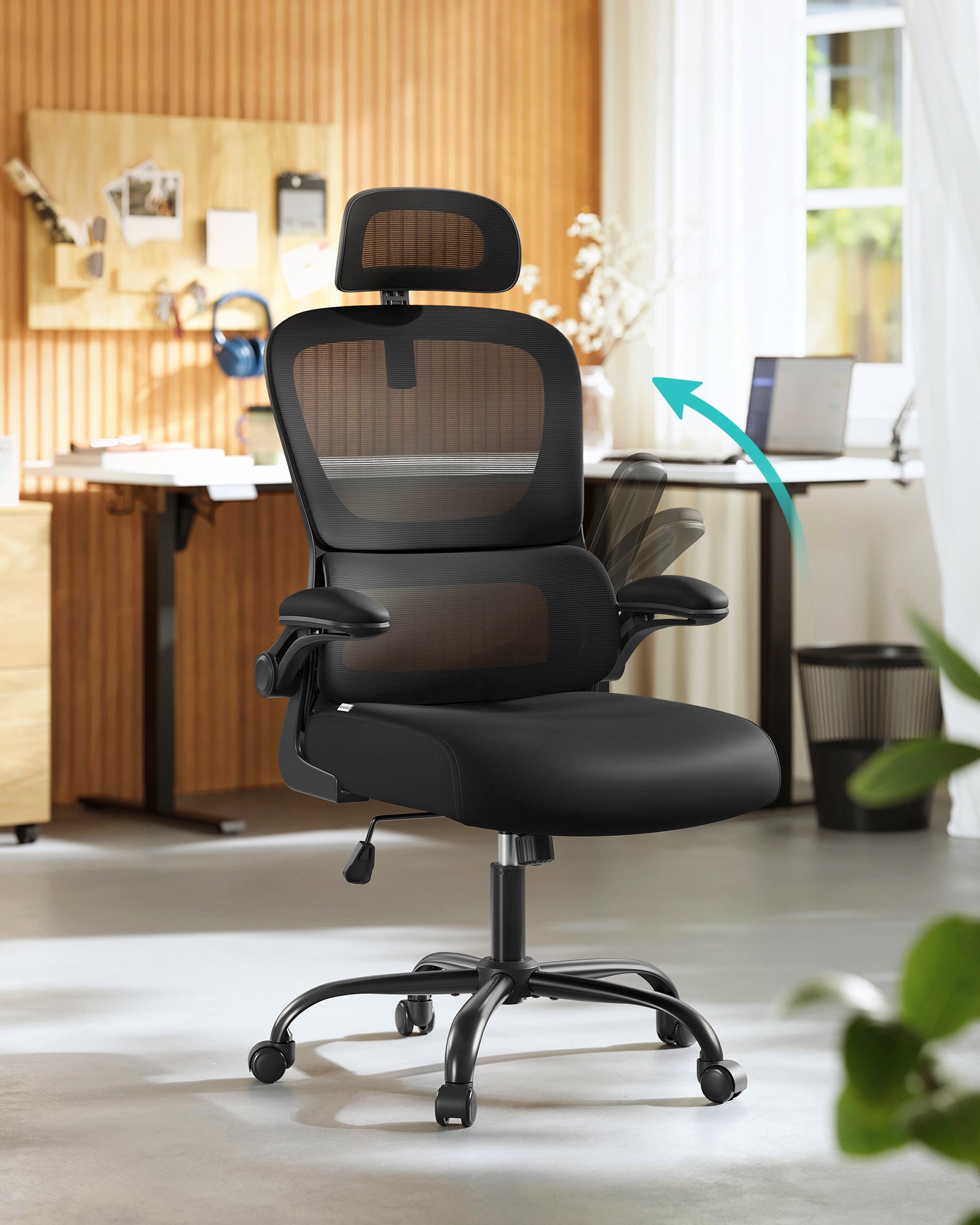 Chaise De Bureau Ergonomique Noire – Fauteuil à Bascule – Accoudoirs – Neuf