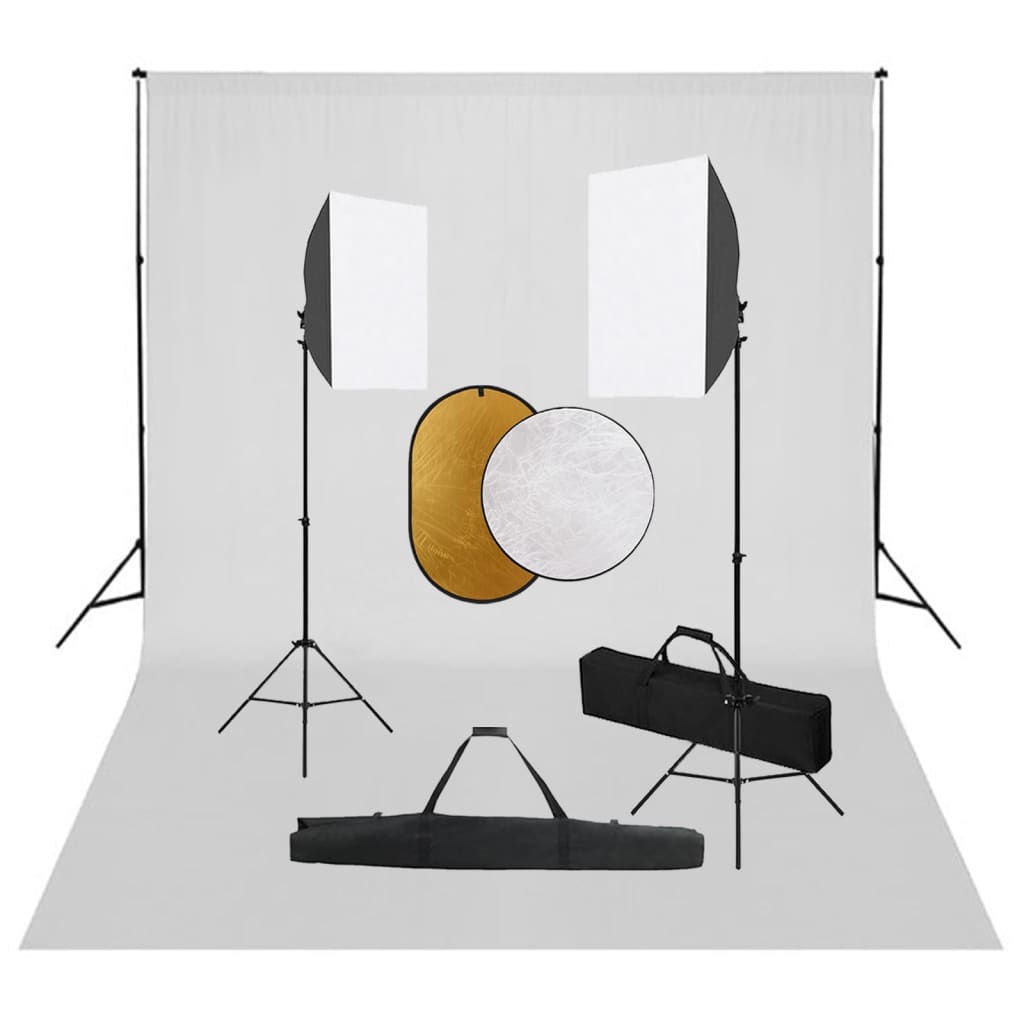 Kit de estudio fotográfico con luces softbox, fondo y reflector vidaxl