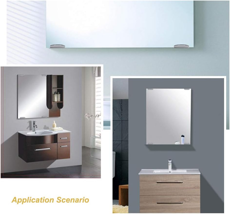 (4 pezzi argento) Kit di montaggio a parete per specchio in vetro senza cornice, con 4 set di perni e viti - 3