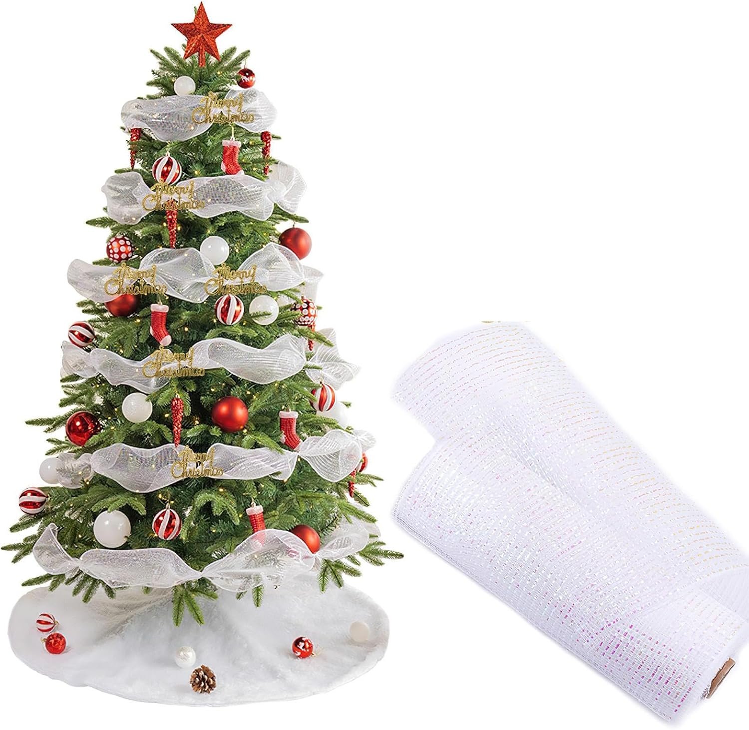 TSLBW Lot De 2 Rouleaux De Ruban De Noël En Maille, 26 CM