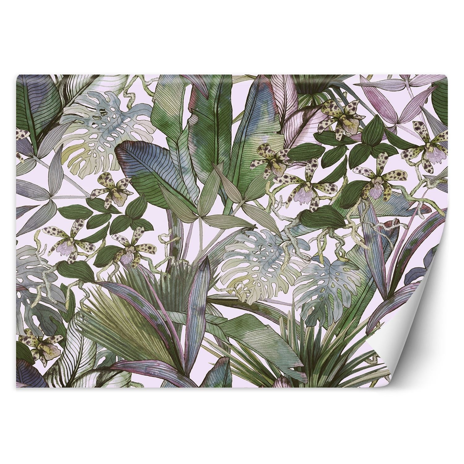 Fototapeta, Monstera i tropikalne liście w pastelach 300x210