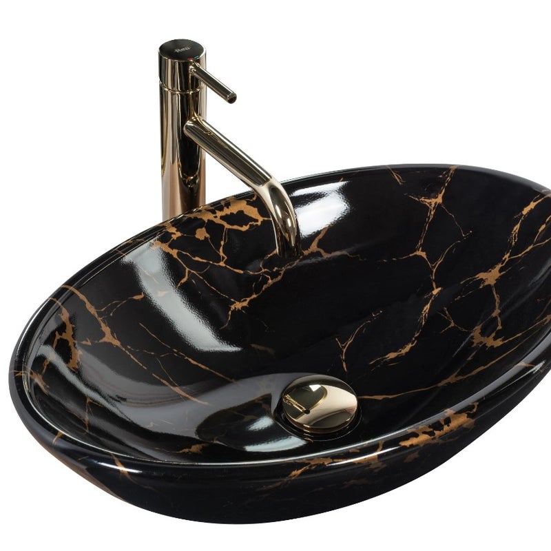 Umywalka Nablatowa Rea Pamela Marble Shiny Czarny 53 X 33