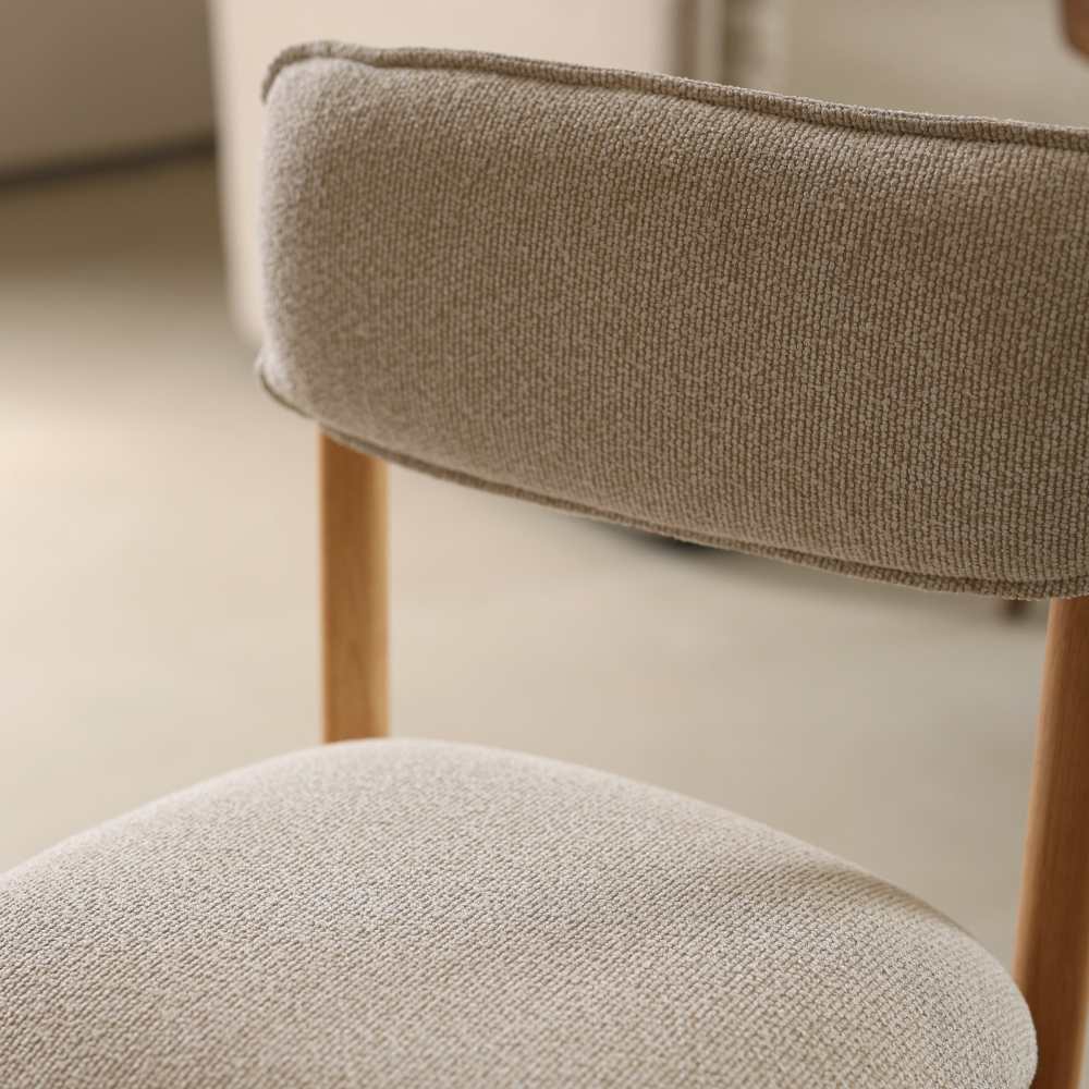 Chaise en bois design Frank avec assise rembourrée, confortable et robuste, style moderne minimaliste, Beige - 4