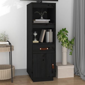 Credenza Moderna In Legno Di Pino Massello - Mobiletto Cucina/Soggiorno Bianco 38x35x80 Cm, Con Fissaggio A Parete