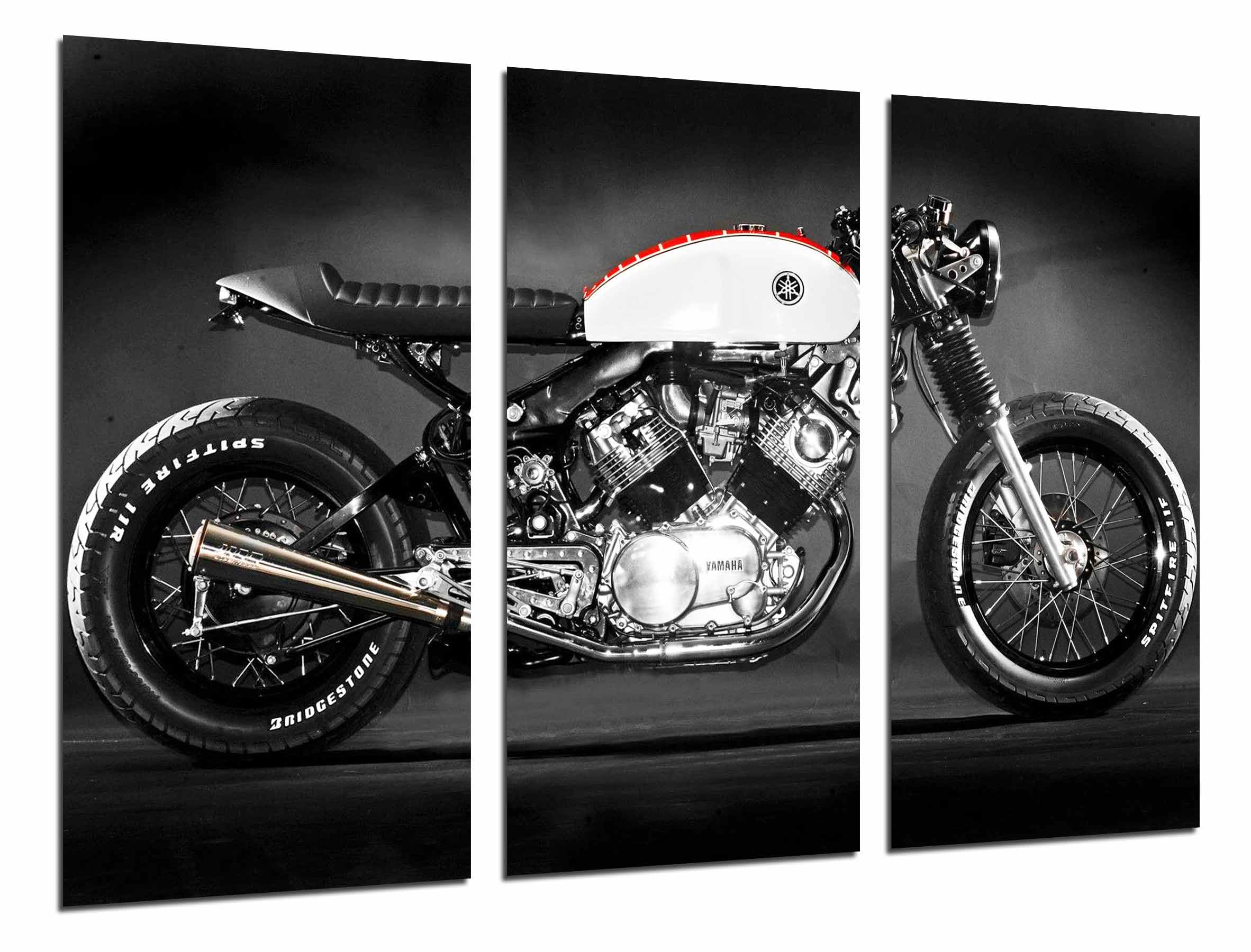 Moto yamaha, carretera, color, impresión fotográfica sobre madera, cuadro moderno decorativo