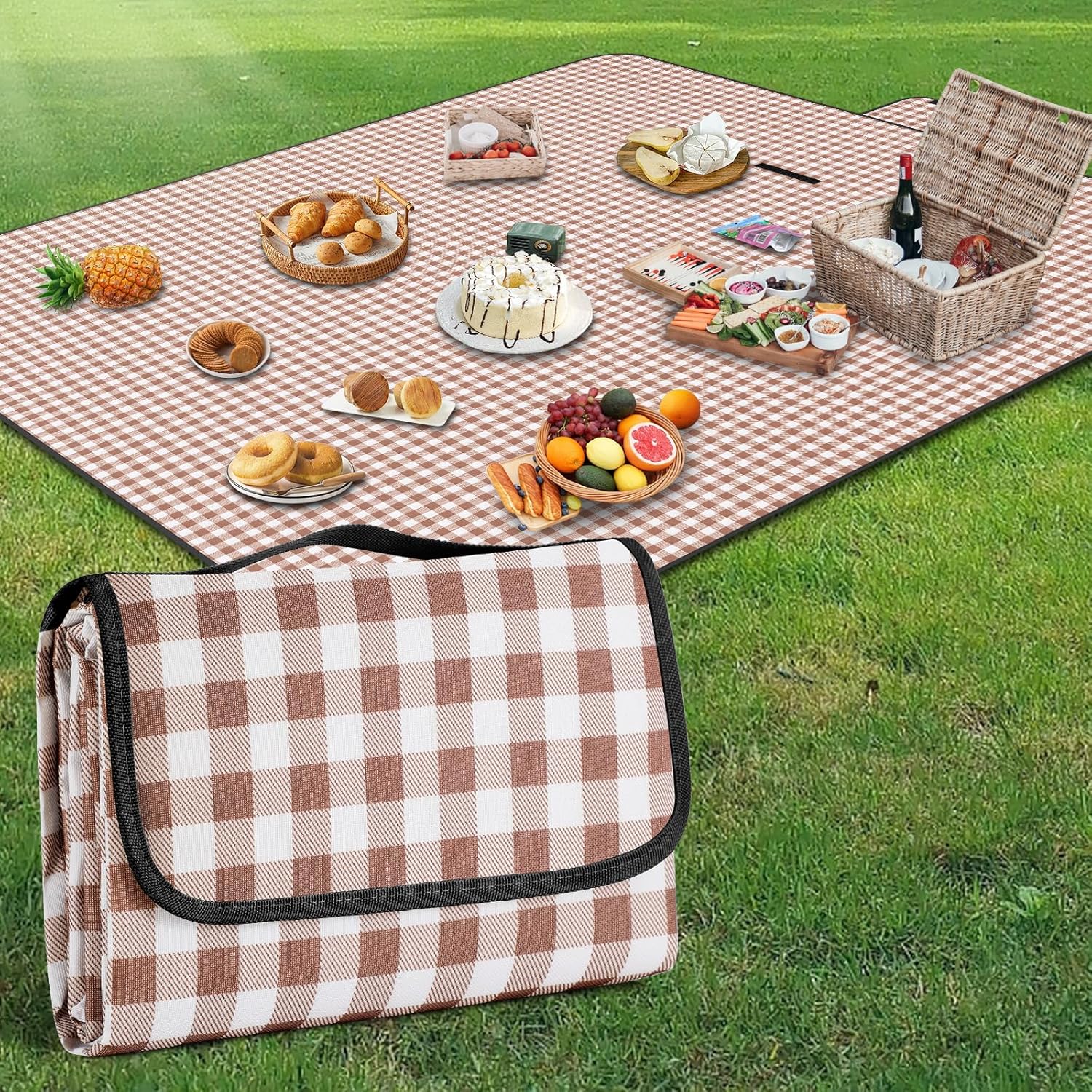 Coperta Da Picnic Impermeabile E Compatta – Tappetino Con Retro In Alluminio, Morbido Pile, Più Taglie (L, XL, XXL, 3XL) - Foto 3