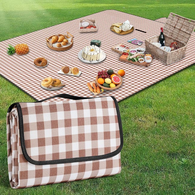 Coperta Da Picnic Impermeabile E Compatta – Tappetino Con Retro In Alluminio, Morbido Pile, Più Taglie (L, XL, XXL, 3XL) - Foto 3