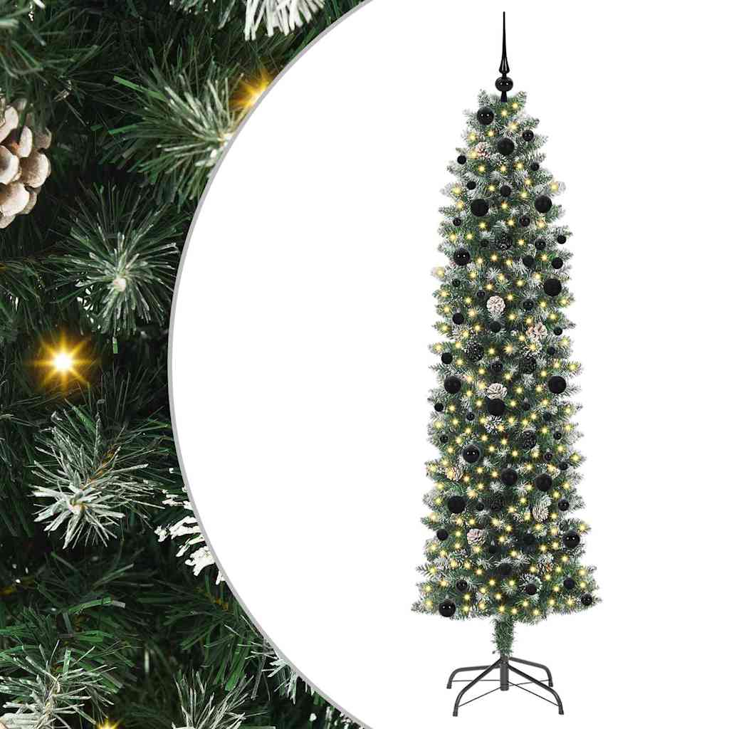 Sztuczne smukłe drzewo bożonarodzeniowe Zielono-biały 240 cm