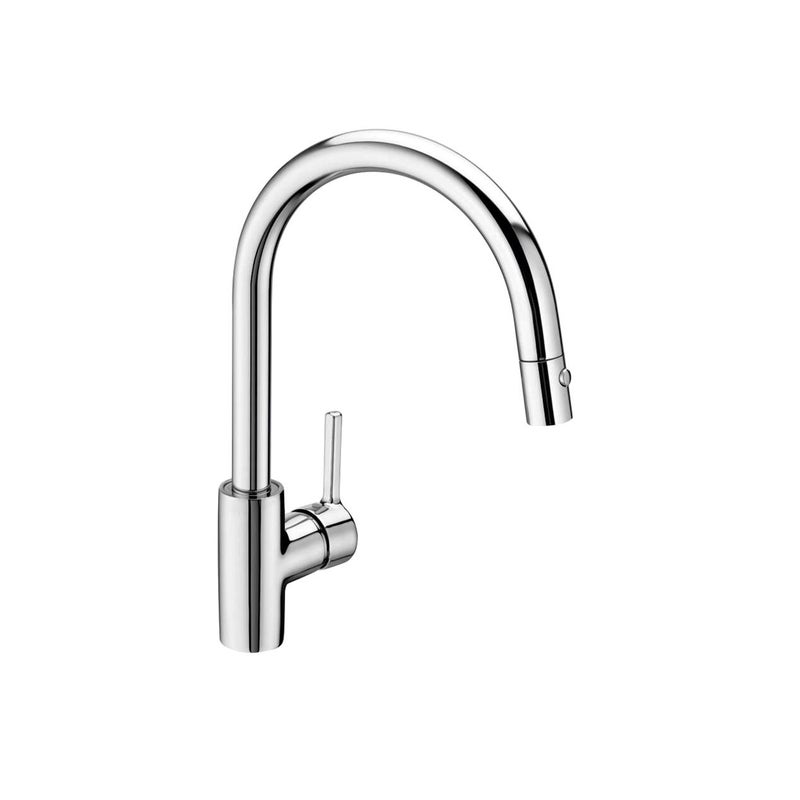 Bateria kuchenna jednouchwytowa z wysoką wylewką + wyciągana wylewka ROCA Teras chrom