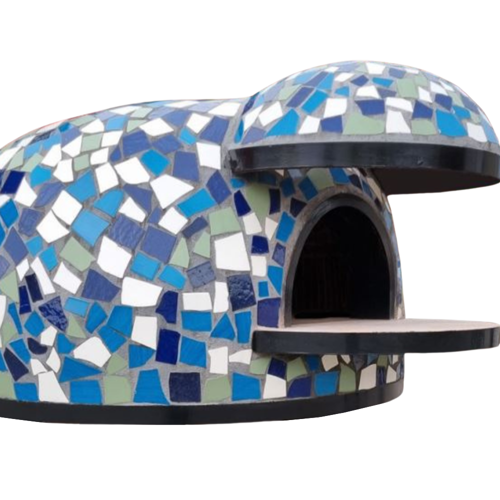 Forno legna artigianale linea cetara rivestimento mosaico blu alta resistenza *** misura : � 120 cm - 2