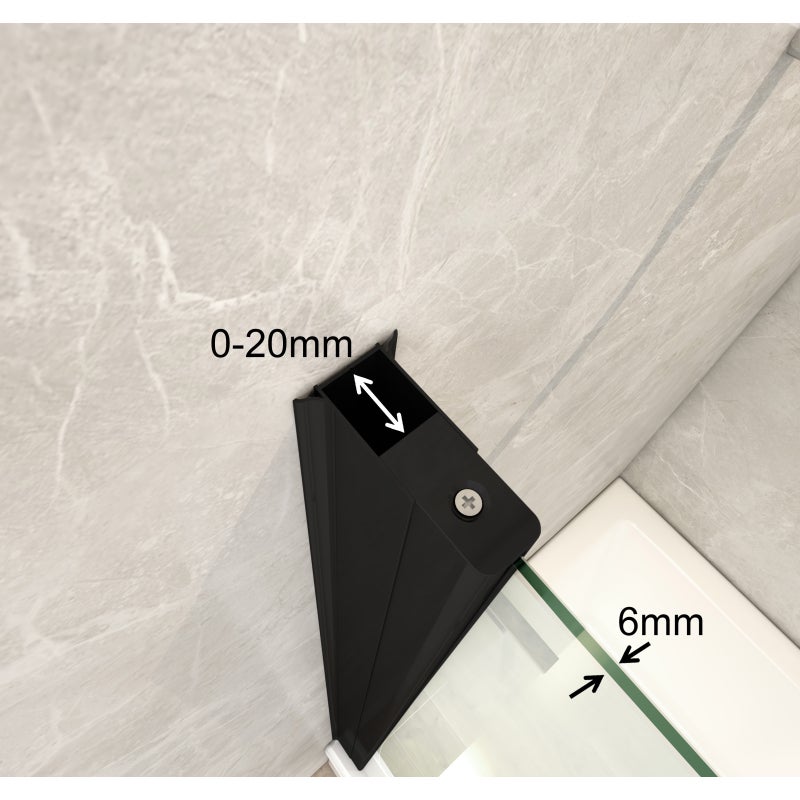 Pare-baignoire fixe avec volet pivotant design 120 x 140 cm aluminium noir mat verre 6 mm anticalcaire - 9