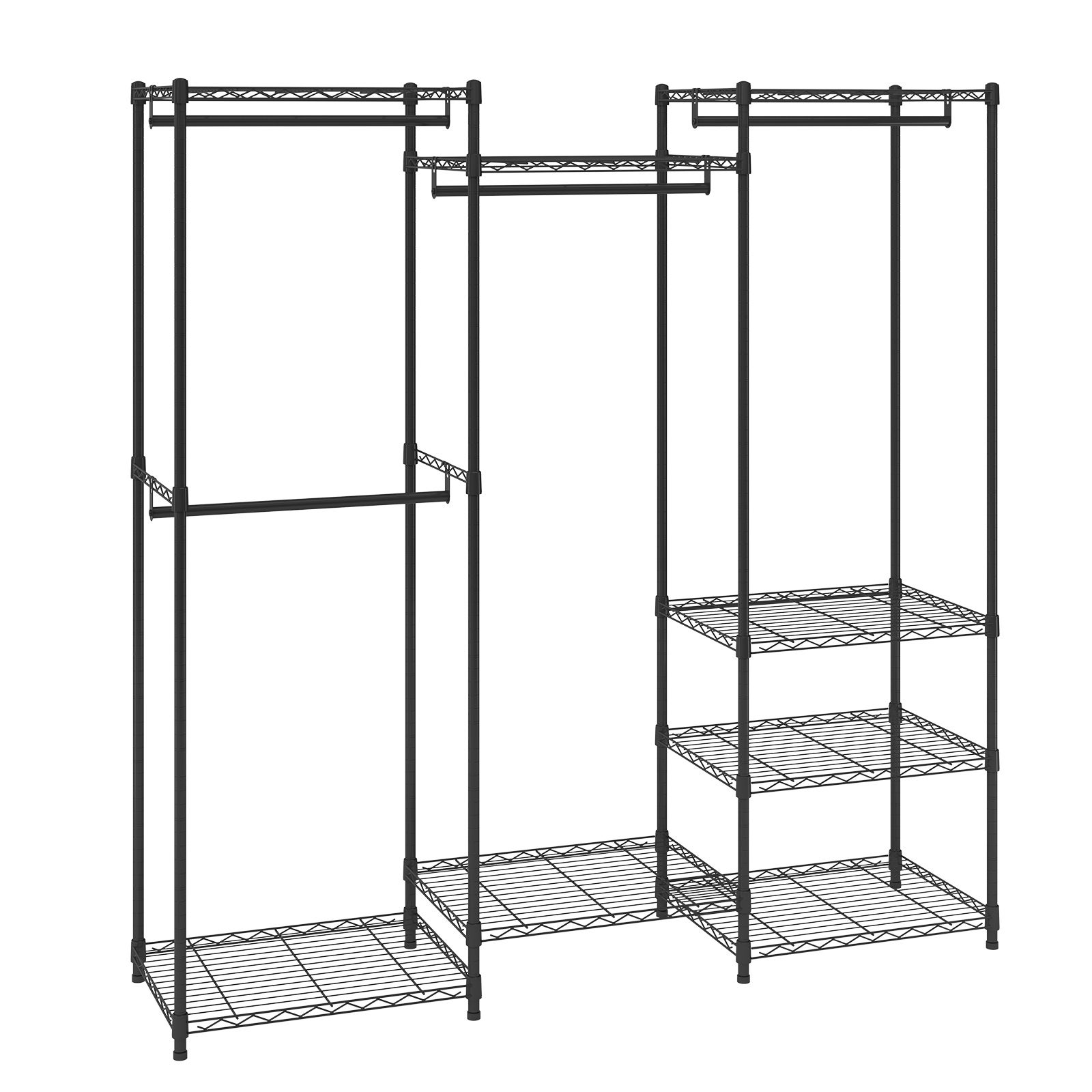 Appendiabiti Golpart Con Ruote, 3 Ripiani Regolabili E Asta, Struttura In Metallo 200kg Portata, Nero 80x40x200cm - 2