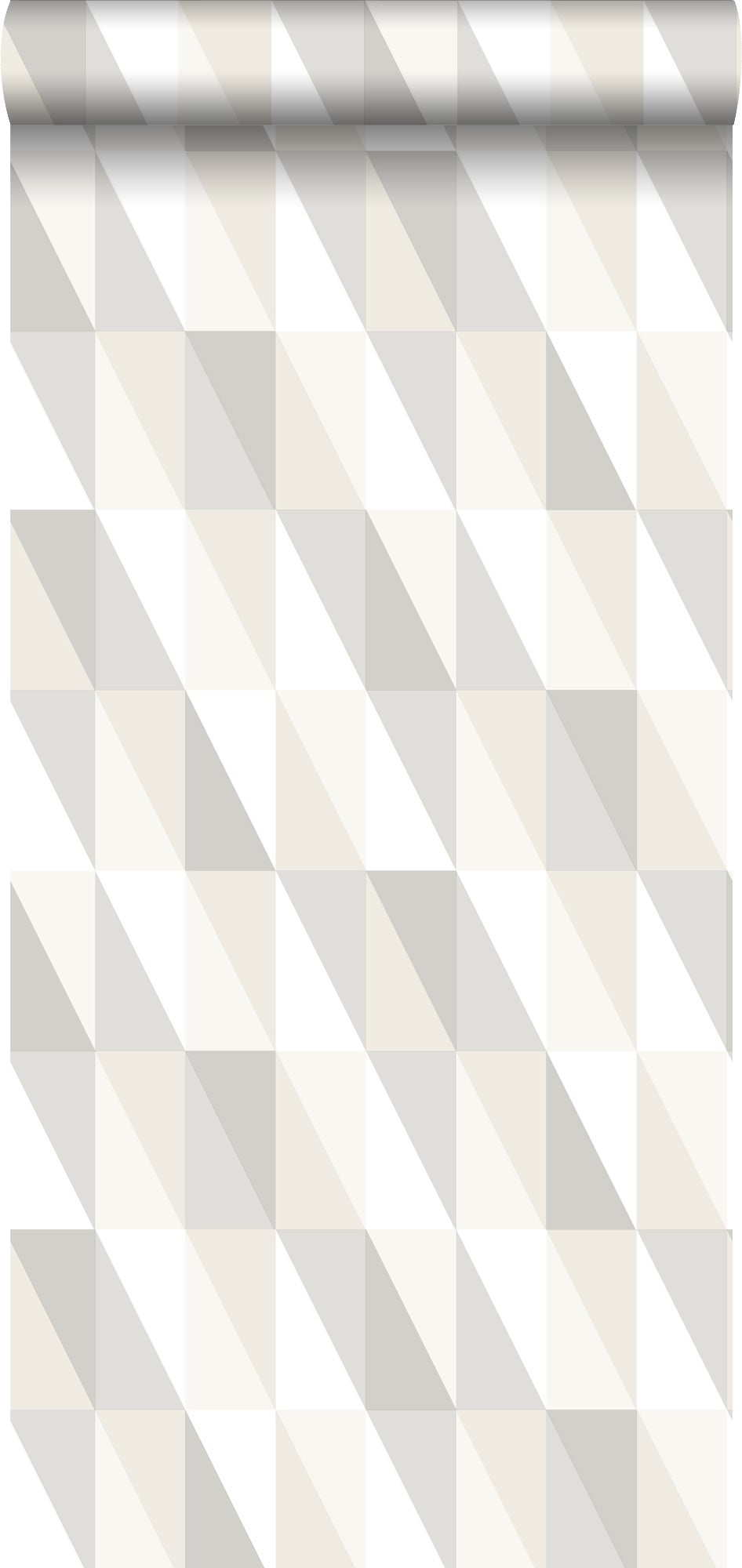 Tapeta trójkąty graficzne srebrnym,szarymIbeżowym - 53 cm x 10.05 m - ESTAHOME