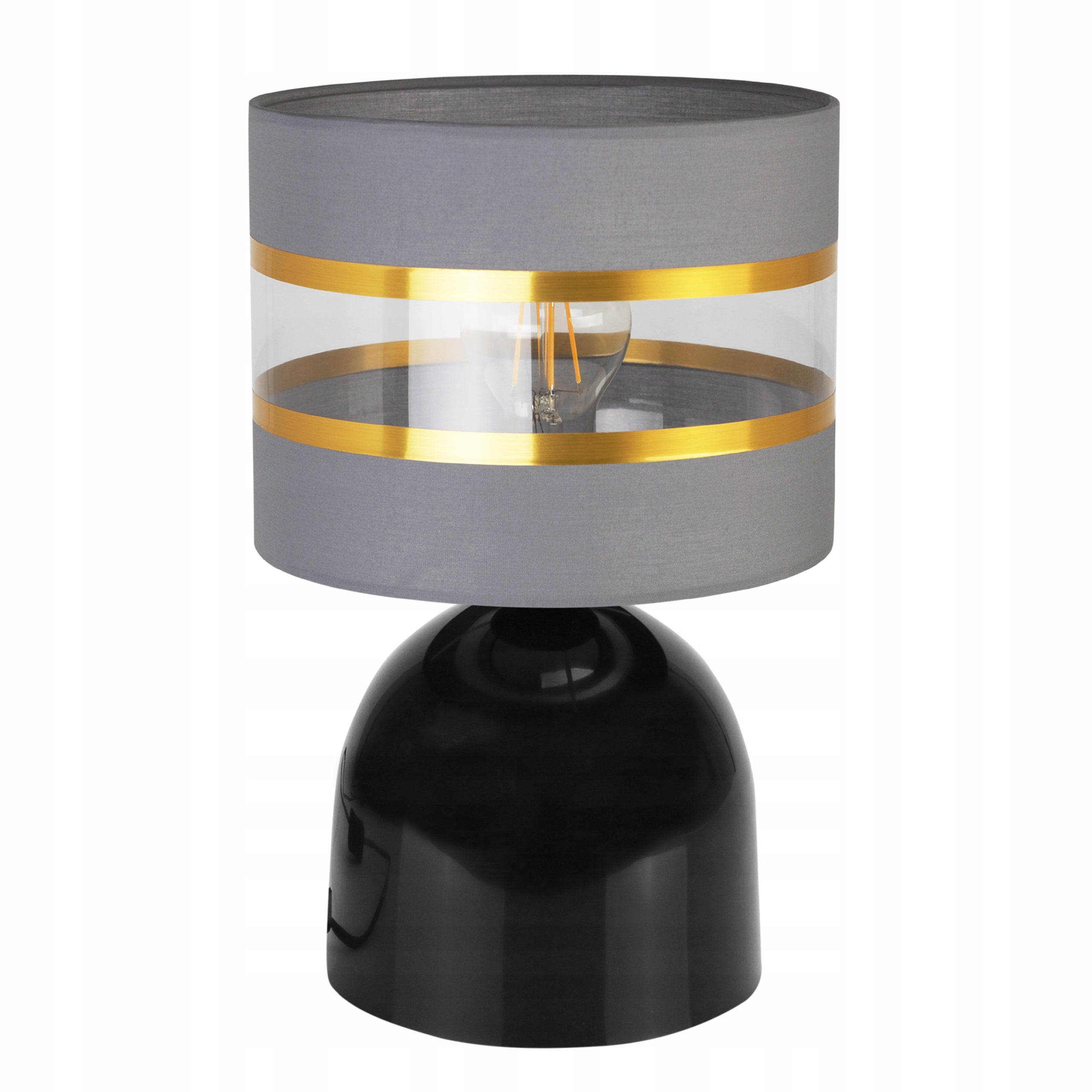Lampa nocna stołowa Elegance Gold Neli 1xE27 klosz walec czarno/szary 20cm Light Home LH