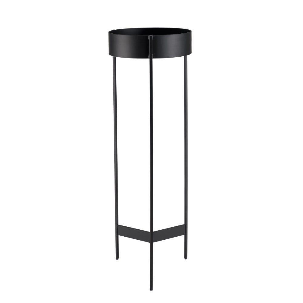 DALY - Sellette en bois ronde / porte plantes GM noire piètement métal - 5