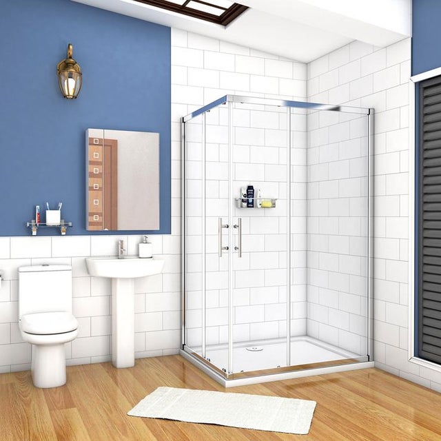 Aica Cabine De Douche 100x80x195cm En 6mm Verre Anticalcaire Porte De Douche Coulissante L'accès D'angle
