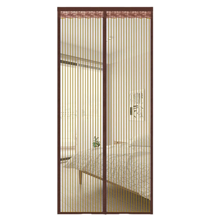 Zasłona magnetyczna przeciw komarom z magnetycznym zamknięciem, nie wymaga wiercenia, odpowiednia do drzwi balkonowych(brązowy, 100 x 210 cm)