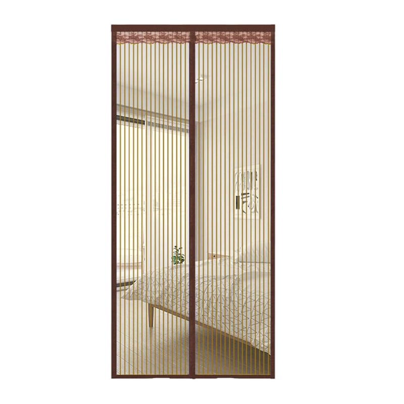 Zasłona magnetyczna przeciw komarom z magnetycznym zamknięciem, nie wymaga wiercenia, odpowiednia do drzwi balkonowych(brązowy, 100 x 210 cm)