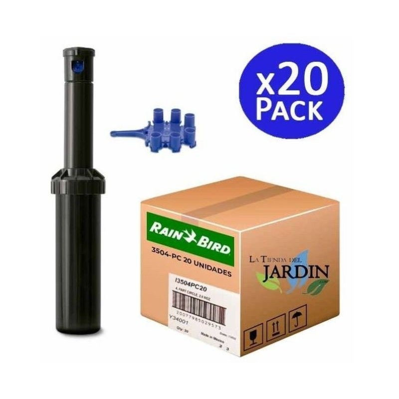 Riegopro Pack 3 Aspersores Rain Bird 5004-PC – Alcance 7,6 A 15,2 M, Rosca 3/4", Incluye Toberas Y Llave De Ajuste