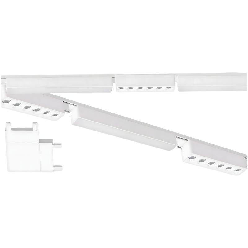 Zestaw oświetlenia szynowego LED Biały system magnetyczny 2 x szyna 1m + 6 lamp LED + łącznik kątowy - LEDHOFF