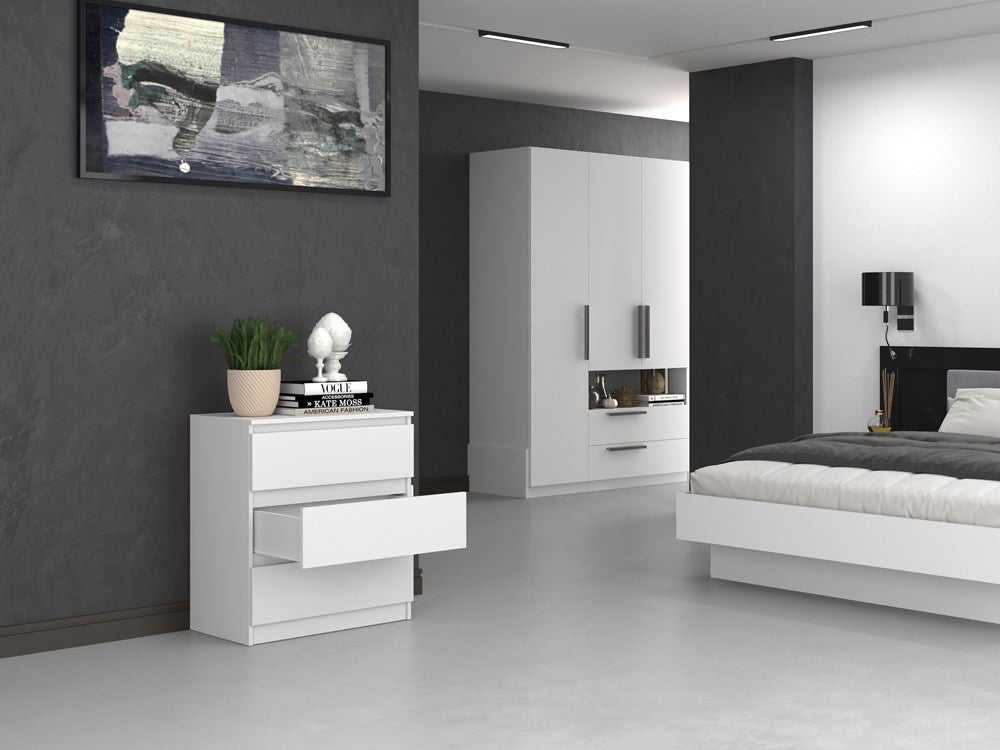 Commode moderne avec 3 tiroirs Malwa M3 - Blanc - 8