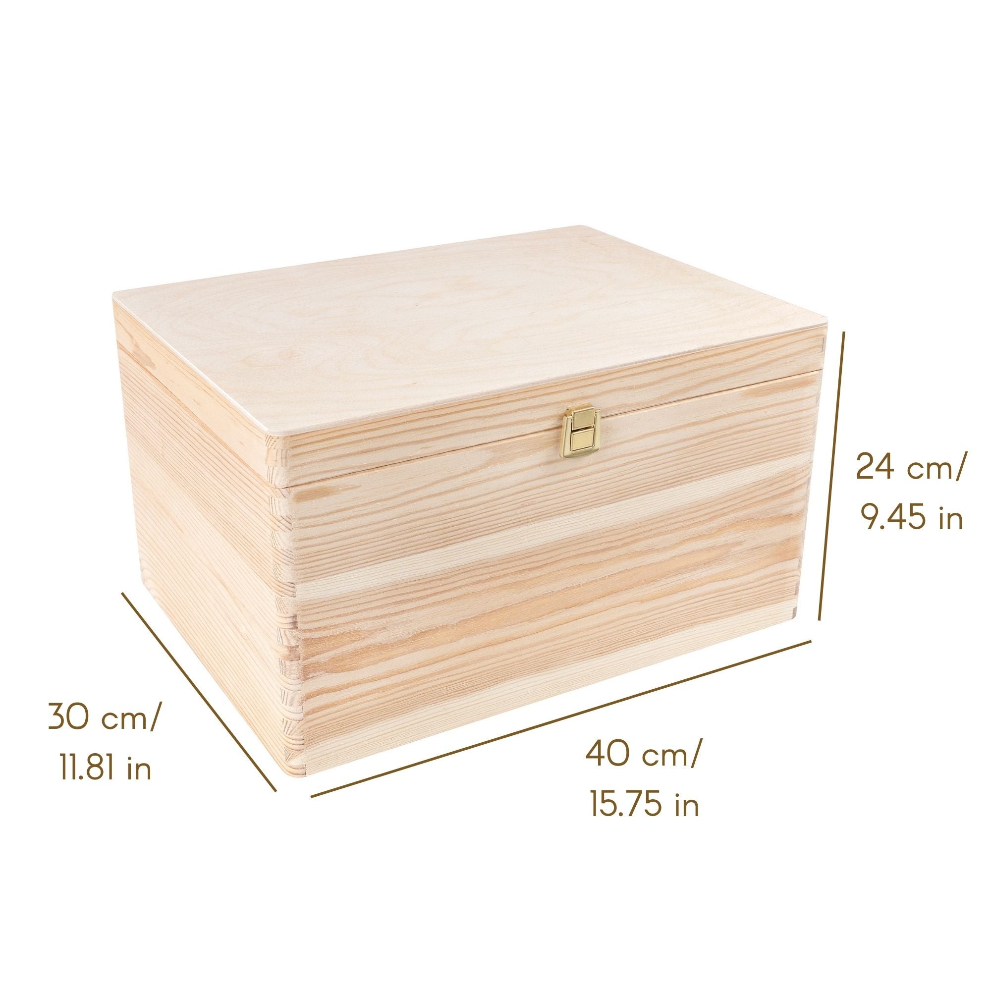 Creative Deco Boite de Rangement en Bois avec Fermoir | 40 x 30 x 24 cm (+/- 1 cm) | Non Peint et Brut | Coffre de Rangement | Boite Cadeau Noel - 5