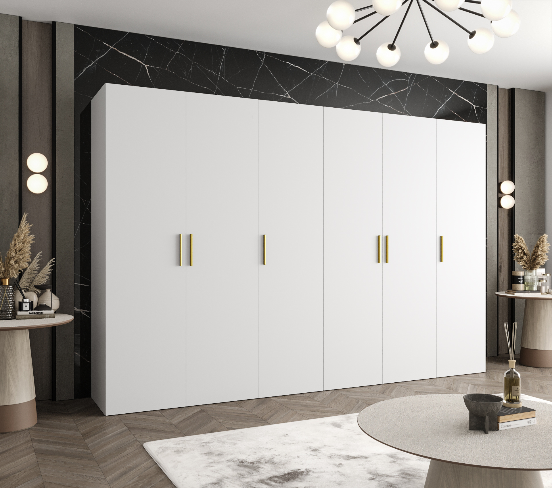 Szafa uchylna otwierana Bari 1 300 x 52 x 202 cm biały + u. złoty Abiks Meble - 2