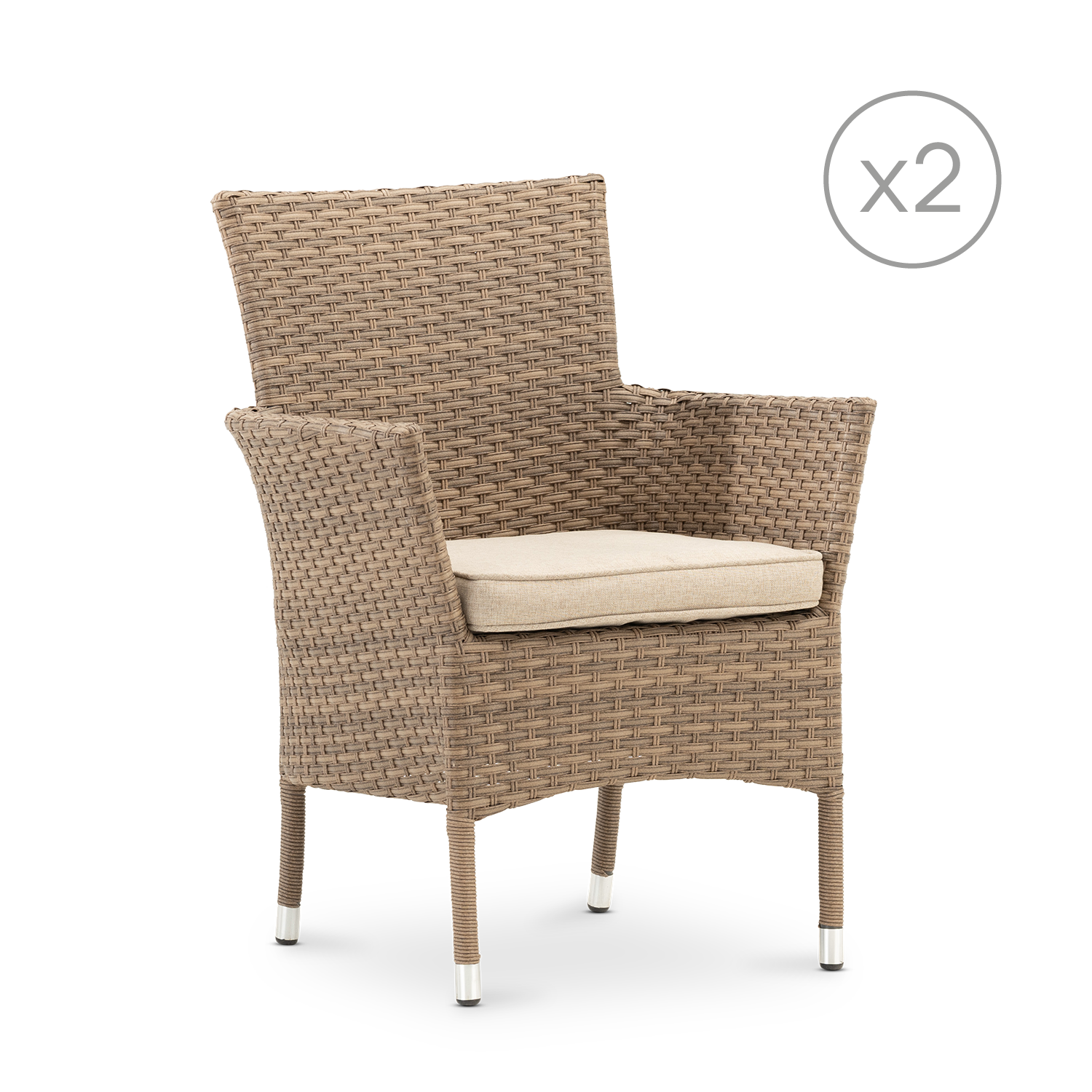 Pack sedie da giardino impilabili in rattan sintetico marrone