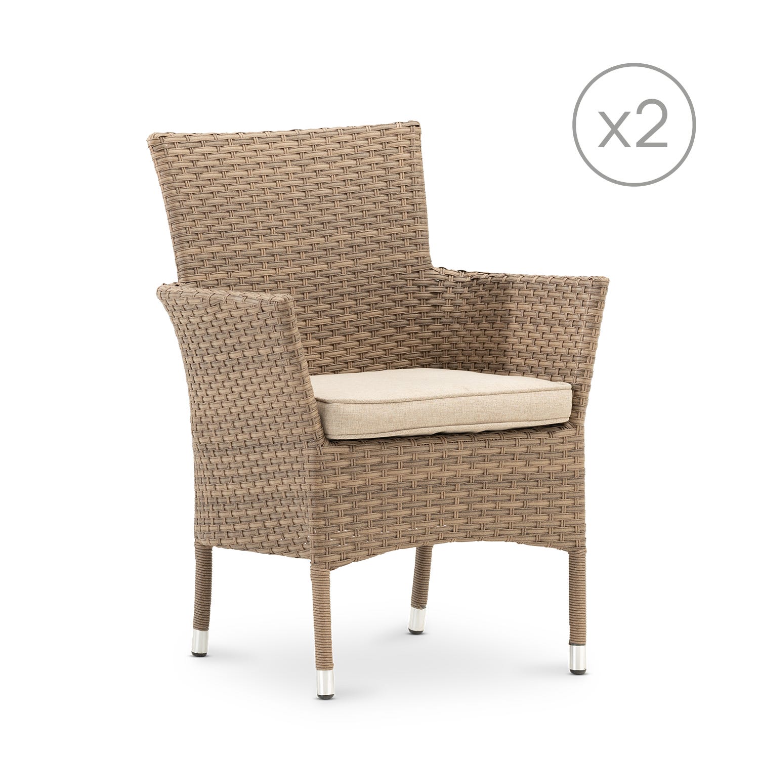 Pack sedie da giardino impilabili in rattan sintetico marrone