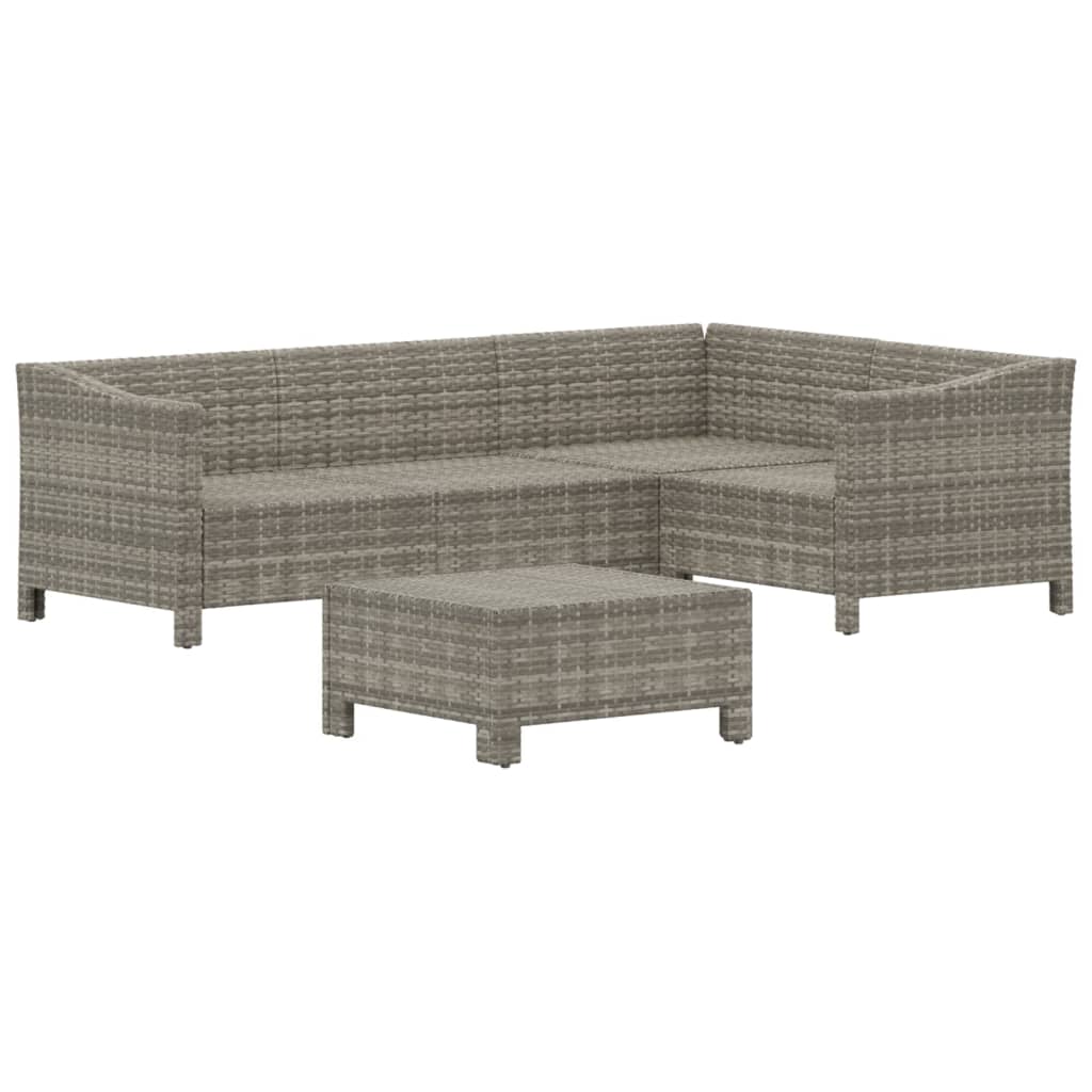 Maison Exclusive - 5 pcs conjunto lounge de jardim c/ almofadões vime PE cinzento - 4