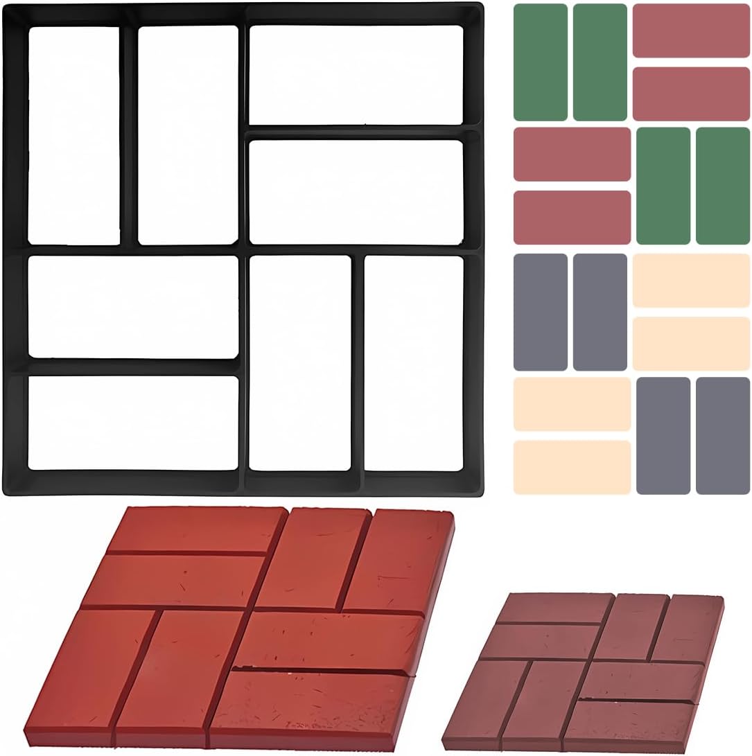 Forma betonowa do odlewania płyt chodnikowych, forma do tworzenia ścieżek, kostka brukowa DIY 40 x 40 cm do płyt cementowych na patio i do ogrodu