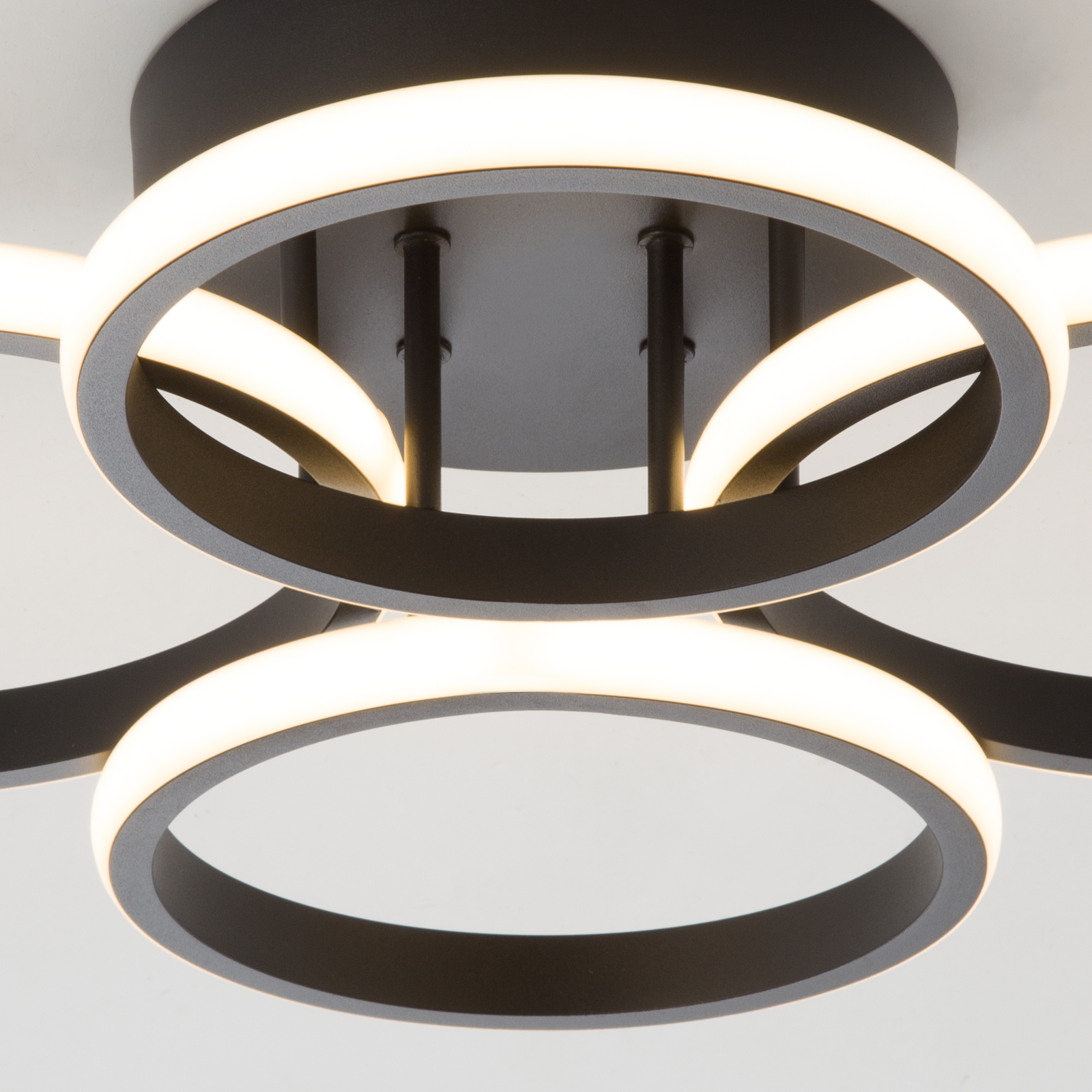 ZMH Nowoczesna, czarna lampa sufitowa LED 48W 55cm z możliwością ściemniania i pilotem do sypialni lub kuchni. - 4