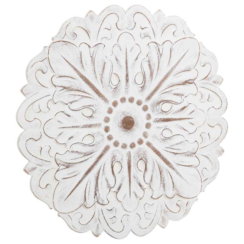 Panneau mural sculpté à la main en MDF marron et blanc 60x60x1,5 cm