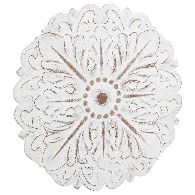 Panneau mural sculpté à la main en MDF marron et blanc 60x60x1,5 cm Panneau mural sculpté à la main en MDF marron et blanc 60x60x1,5 cm