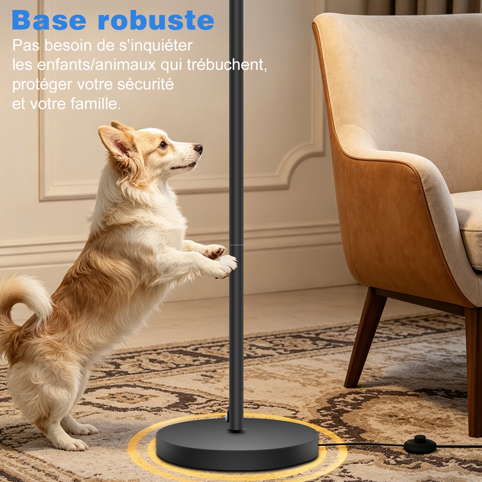 Lampadaire arc LED 170 cm noir lampe de lecture, 12W, 1400 lm, 3000K, design vintage, abat-jour tissu, métal, interrupteur au pied, E27, LOVHAUS - 7