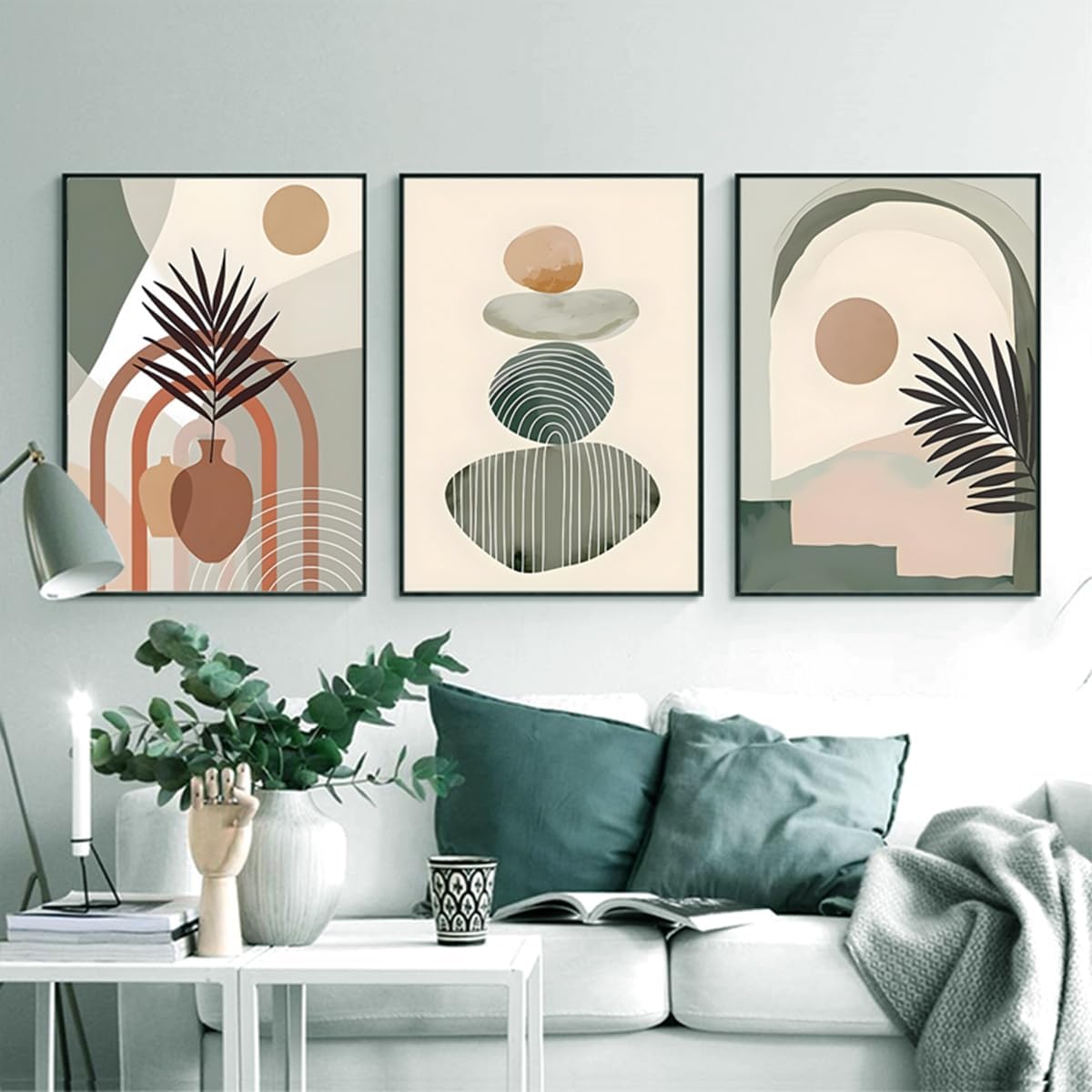 Lot de 3 posters bohèmes, images esthétiques, plantes, art abstrait moderne, tableaux muraux décoratifs, sans cadre, 08,30 x 40 cm - 2