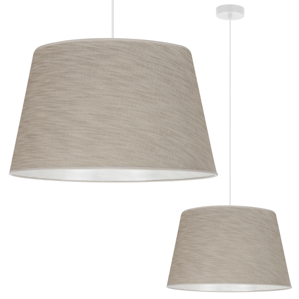 Lampa sufitowa wisząca Len L05 biała boho 1xE27 abażur stożek 44cm beżowa Light Home LH