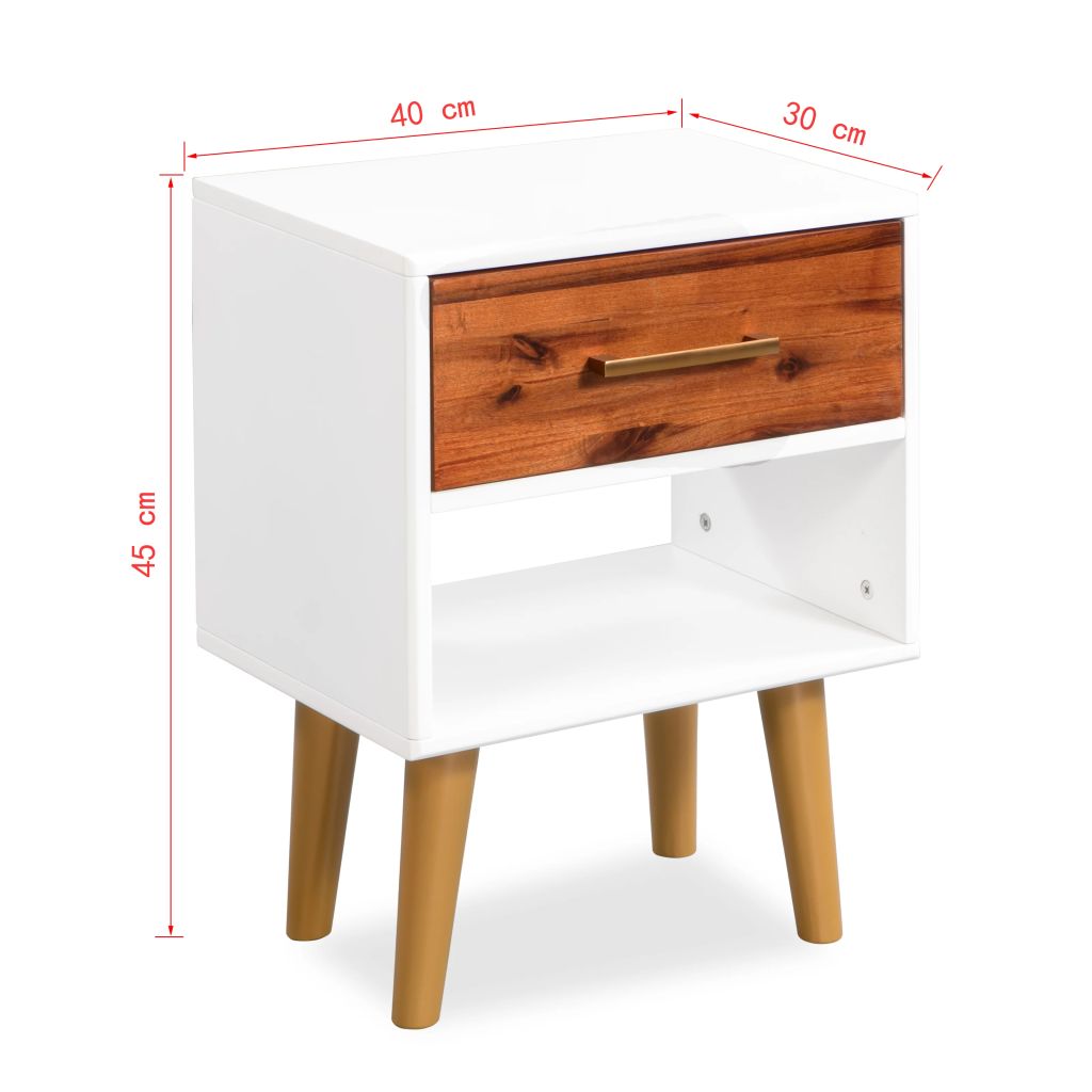 Table de nuit chevet commode armoire meuble chambre 40 x 30 x 45 cm bois d'acacia massif 1402081 - 8