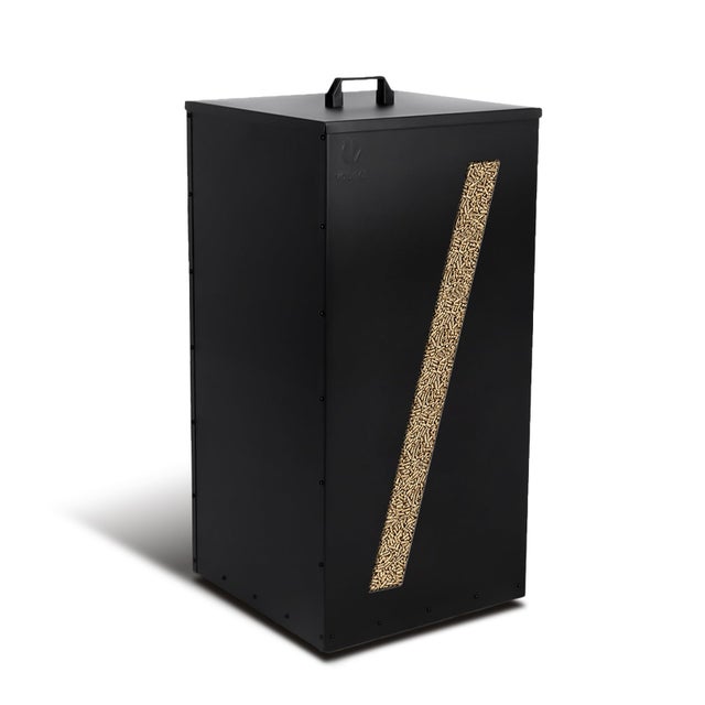 Réservoir à granulés avec roulettes 45kg - 36x36x76cm - coffre de rangement à pellets en métal - noir - VOUNOT®