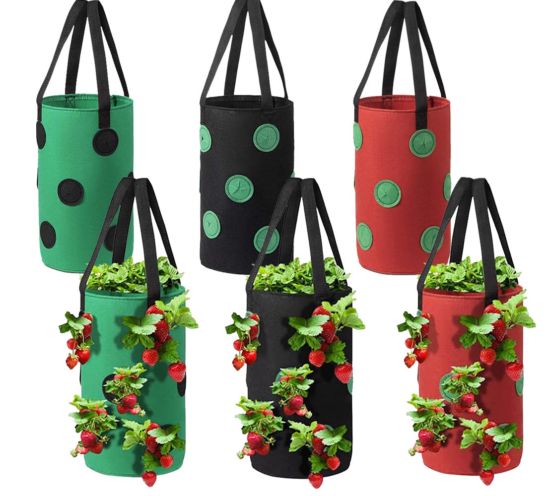 Worki do uprawy pomidorów i truskawek, sadzarka do góry nogami, worek do uprawy warzyw ogrodowych z 12 otworami do uprawy, 20x35cm, 6 sztuk
