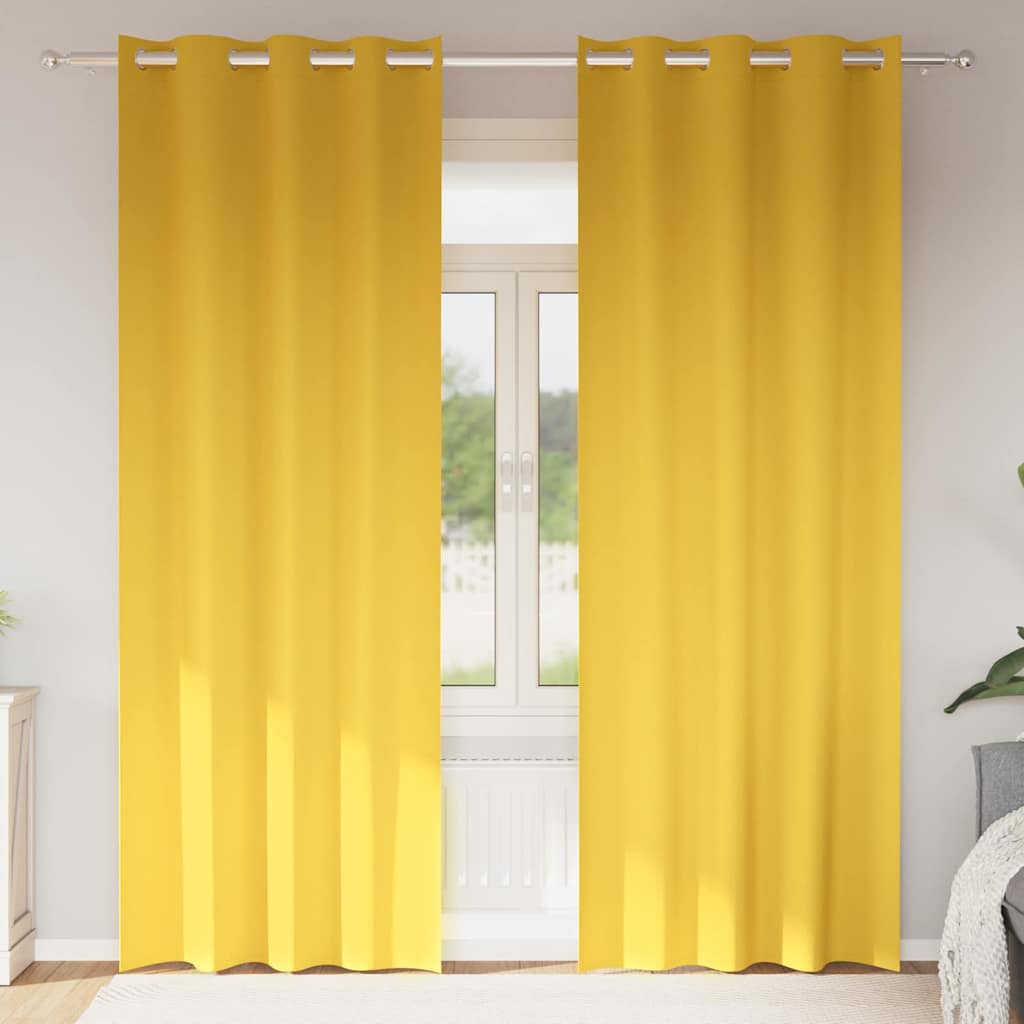 Firany blackout z kółkami 2 pcs Musztardowy Żółty 225 x 140 cm vidaXL